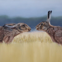 Pastel original of Hares