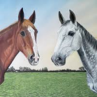 Pastel portrait of horses